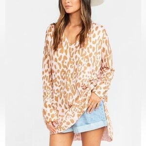 Show my your mumu pink cheetah Print Oversized Sweater